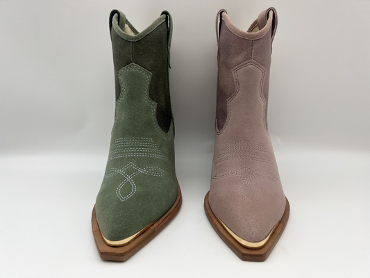 van het koesuède en canvas hielen de de Kledingslaarzen van hogere Vrouwen, het het ontwerpbovenleer van bloememboridery, de dekking van de metaalteen en abs