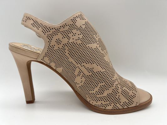De bruine/Beige Schoenen Open Toe Round Toe Stiletto Heel Sandals van het Suèdeleer