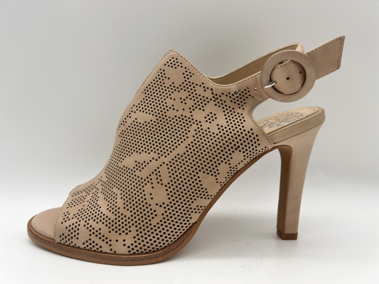De bruine/Beige Schoenen Open Toe Round Toe Stiletto Heel Sandals van het Suèdeleer