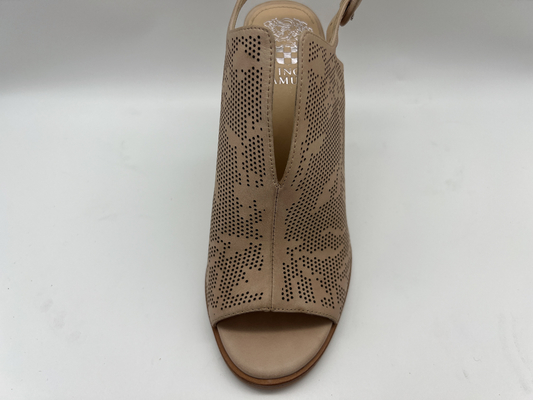 De bruine/Beige Schoenen Open Toe Round Toe Stiletto Heel Sandals van het Suèdeleer