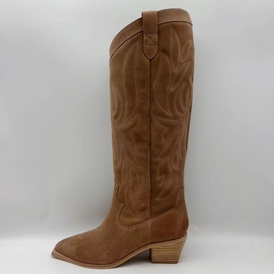 De de Kledingslaarzen van bruine zachte echte het leervrouwen van het koesuède, TPR outsole met abs hielen