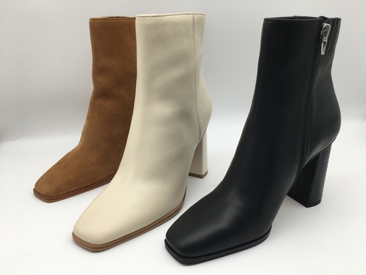 Modieuze Vierkante Toe Leather Ankle Boots-ODM OEM de Enkellaarzen van het Damessuède