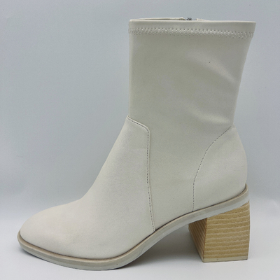 Zachte Stikkende Dames om Comfortabel Toe Leather Ankle Boots White
