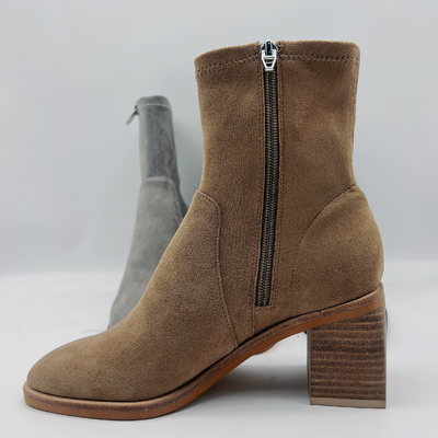 Van de de Luipaarddruk van bureaudames van de Enkellaarzen Bovenleer van Tan Black Soft Nappa Leather het Beige