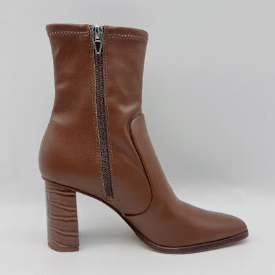 De Laarzen van de het Leerkleding van ronde Hoofdvrouwen Bruin met YKK-Metaal Toe Zipper