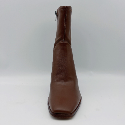 De Laarzen van de het Leerkleding van ronde Hoofdvrouwen Bruin met YKK-Metaal Toe Zipper