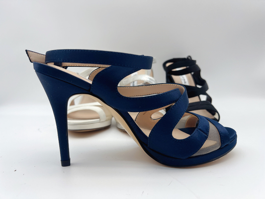 Het open Toe Stiletto Elastic Strap High-Zachte Nappa Leer van Hielsandals/Passend Zacht Netwerk