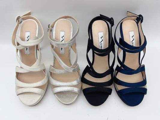 Het open Toe Stiletto Elastic Strap High-Zachte Nappa Leer van Hielsandals/Passend Zacht Netwerk