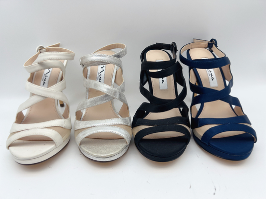 Het open Toe Stiletto Elastic Strap High-Zachte Nappa Leer van Hielsandals/Passend Zacht Netwerk