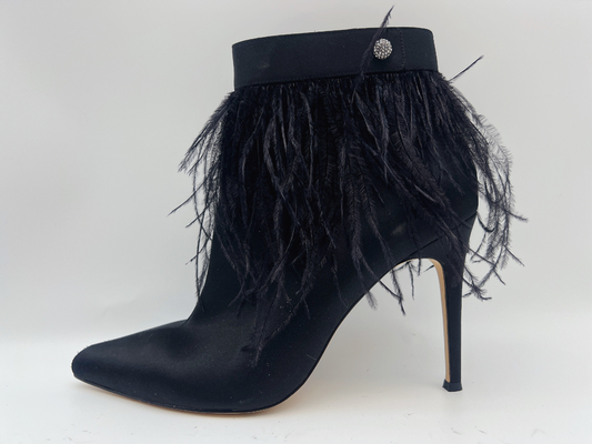 Echte het Leerlaarzen van zwarten, Stiletto Hiel Gericht Toe Ankle Boots