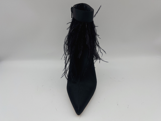 Echte het Leerlaarzen van zwarten, Stiletto Hiel Gericht Toe Ankle Boots