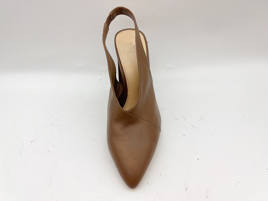Lt. Tan Ladies Soft Leather Sandals 5cm Modieuze Hoge Hielen Sandals 10 Duim