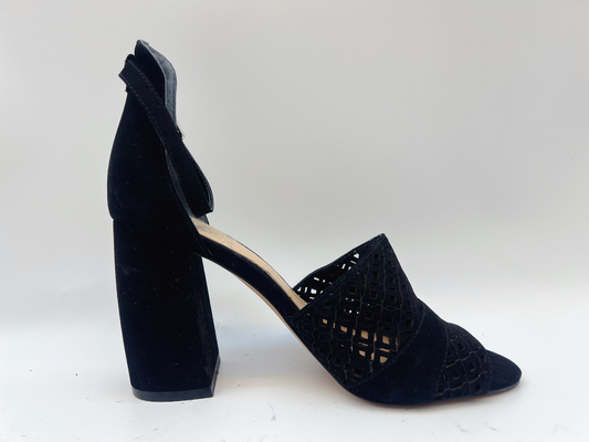 Zacht Nubuck-Dames Zacht Leer Sandals Zwarte #6-#11 met Visnetbovenleer