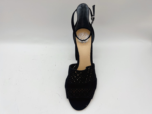 Zacht Nubuck-Dames Zacht Leer Sandals Zwarte #6-#11 met Visnetbovenleer