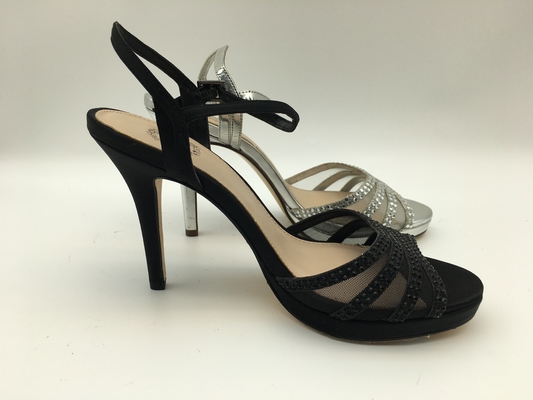 Van het Leersandals van stilettodames Zachte Open Teen 5cm Hoge Hiel Zilveren Sandals