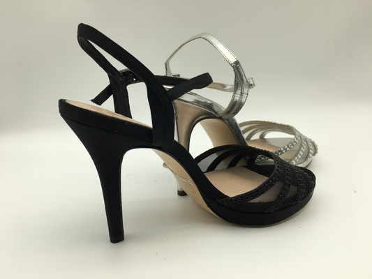 Van het Leersandals van stilettodames Zachte Open Teen 5cm Hoge Hiel Zilveren Sandals