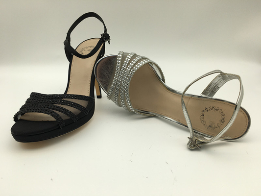 Van het Leersandals van stilettodames Zachte Open Teen 5cm Hoge Hiel Zilveren Sandals