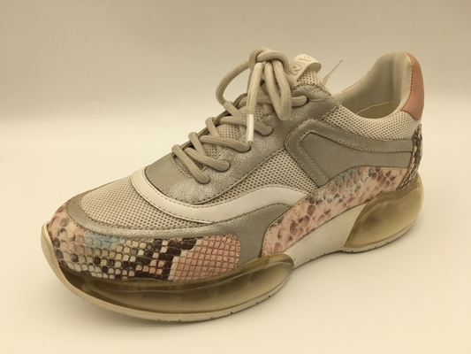 De Drukschoenen van de dames Roze Python, Comfortabele Leertennisschoenen