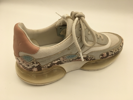 De Drukschoenen van de dames Roze Python, Comfortabele Leertennisschoenen