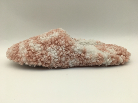 Roze/Been sluiten de Zachte Damespantoffels Toe Two Tone Fur With Één Eenheid TPR Outsole
