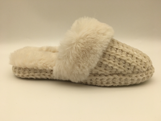 Van de Winter de Warme Pantoffels van oranje Vrouwen Zachte Vlakke Pantoffels met Gevlechte Bovenleer/Vachtvoering