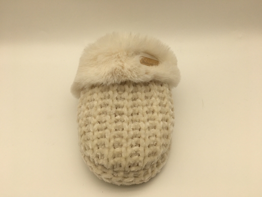 Van de Winter de Warme Pantoffels van oranje Vrouwen Zachte Vlakke Pantoffels met Gevlechte Bovenleer/Vachtvoering