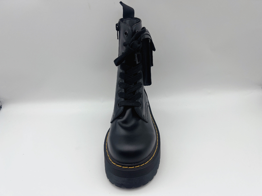 Vrouwen van het Leerschoenen van de koe Zwarte Waterdichte het Werkschoenen van de Hoge Enkel