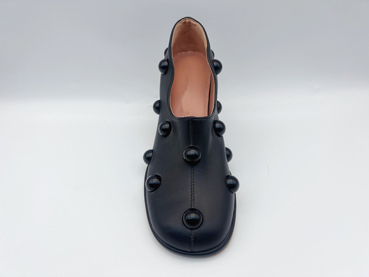 De zachte Nappa-van de Pompenschoenen van Leervrouwen Schoenen van de de Hielkleding Zwarte Lage met Paddestoelmozaïek