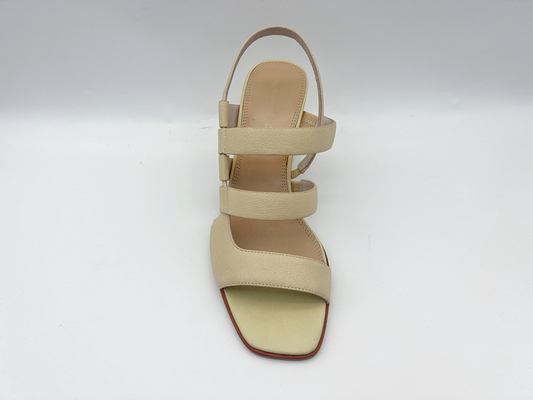Beige Open Toe Women Pumps Shoes Genuine-Leer met Zacht Leeche-Leerbovenleer