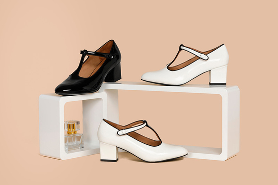 De Schoenen Poited Toe Closed Toe With 2cm van de zwarte Witte Vrouwen van Leerpompen Abs Hiel