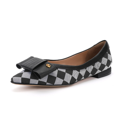 Zacht en lichtgewicht dames plat leren schoenen geruit patroon voor op kantoor