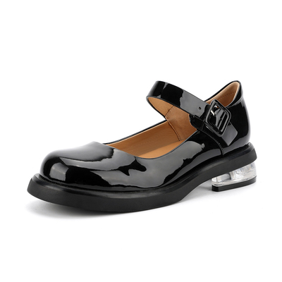 De comfortabele Zwarte Echte Schoenen van Leervrouwen om Hoofdmary jane low heels