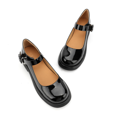 De comfortabele Zwarte Echte Schoenen van Leervrouwen om Hoofdmary jane low heels