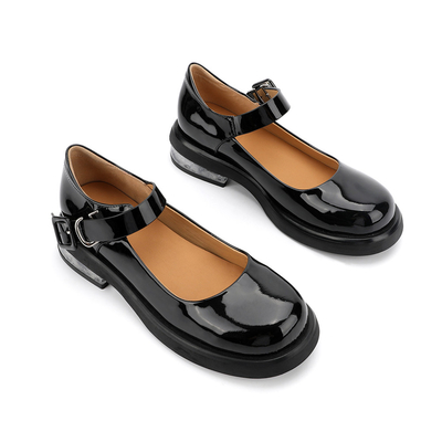 De comfortabele Zwarte Echte Schoenen van Leervrouwen om Hoofdmary jane low heels