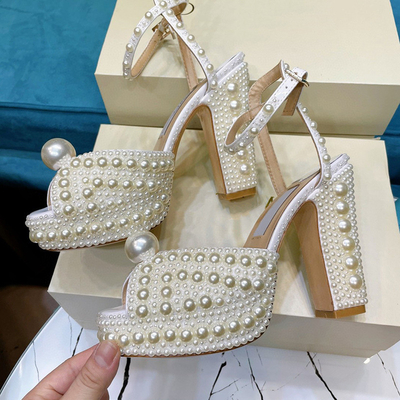 De parelachtige In te ademen Voering van Sandals Microfiber van de Piepgeluid Super Hoge Hiel