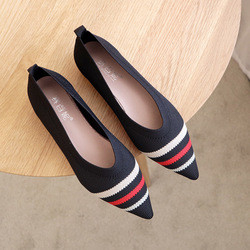 van het Leerschoenen van 3d de Gebreide Flirtvrouwen Vlakke Moderne Modieuze Stijl