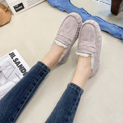 Warme Lage Hiel om Toe Velvet Cotton Plush One-Stapschoenen voor Forens