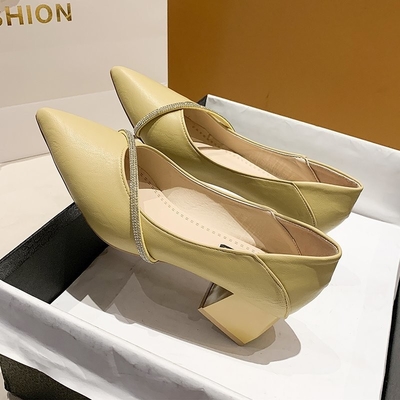 Elegante Toevallige het Leerschoenen 4cm van Bureau de Lente Gerichte Single Ladies Vierkante Hiel