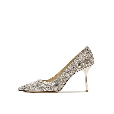Het Huwelijkspompen van de lentedames, Schapehuid Gouden Glanzende Parel Crystal Shoes
