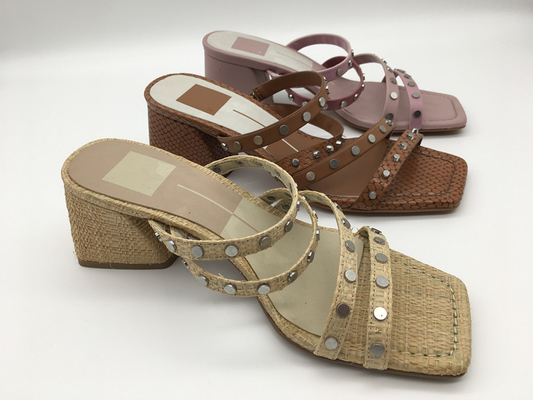 #6 - #11-de Zomer Chunky Heel Sandals/Tan Ladies Peep Toe Sandals