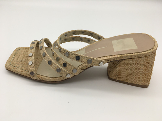 #6 - #11-de Zomer Chunky Heel Sandals/Tan Ladies Peep Toe Sandals