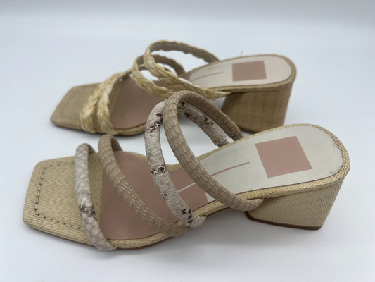 De Dames Zacht Leer Sandals van de pythondruk Lt. Tan/van Wit Leuk Piepgeluid Toe Sandals