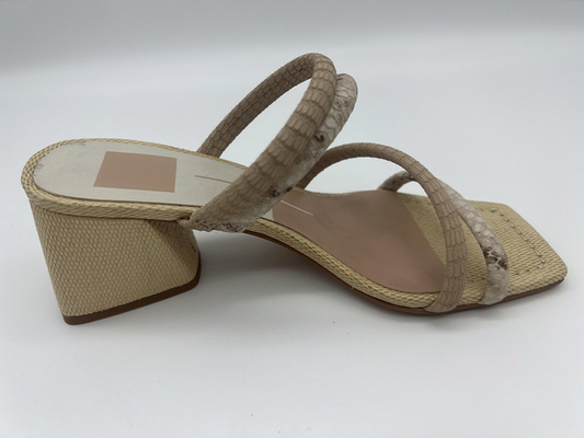 De Dames Zacht Leer Sandals van de pythondruk Lt. Tan/van Wit Leuk Piepgeluid Toe Sandals