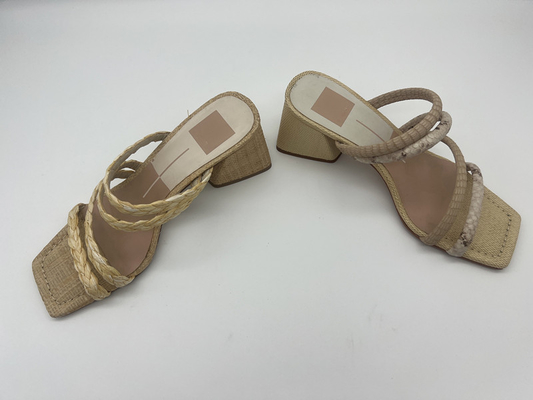 De Dames Zacht Leer Sandals van de pythondruk Lt. Tan/van Wit Leuk Piepgeluid Toe Sandals