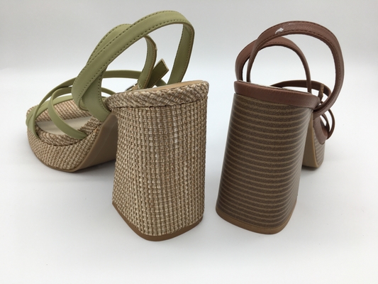 De Schoenen van de het Leerkleding van bruine/Groene Vrouwen Comfortabel met Enkelriem