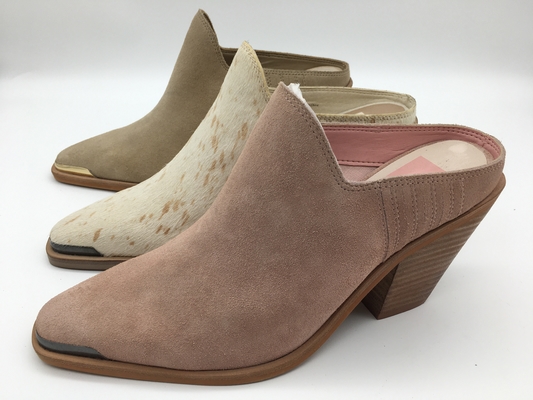 Tan Beige Closed Toe Womens-Zacht de Koesuède Chunky Heel Dress Shoes van Kledingsschoenen