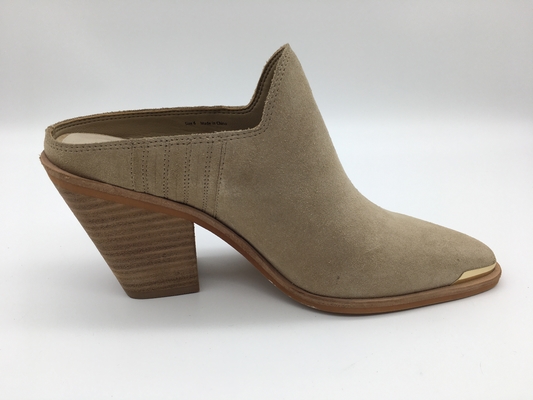 Tan Beige Closed Toe Womens-Zacht de Koesuède Chunky Heel Dress Shoes van Kledingsschoenen