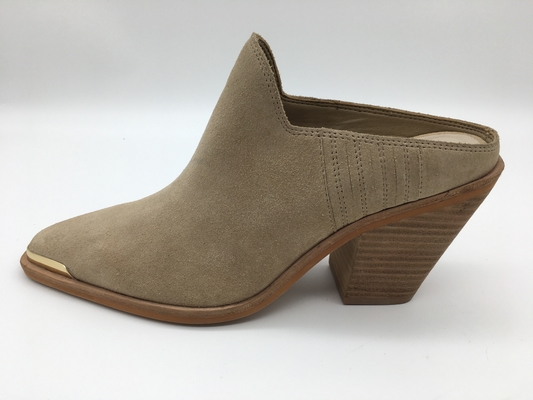 Tan Beige Closed Toe Womens-Zacht de Koesuède Chunky Heel Dress Shoes van Kledingsschoenen