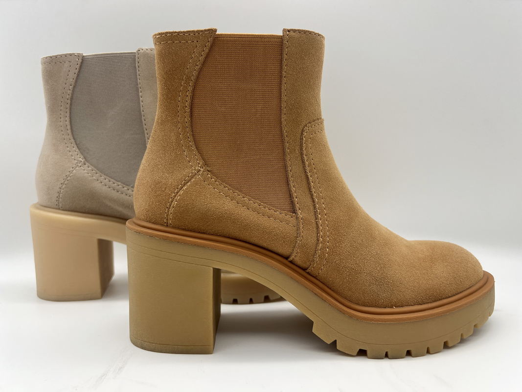 Rond hoofdéén stuk van TPR outsole, de Kledingslaarzen van zachte het leervrouwen van het koesuède, Geen ritssluitings elastisch ontwerp