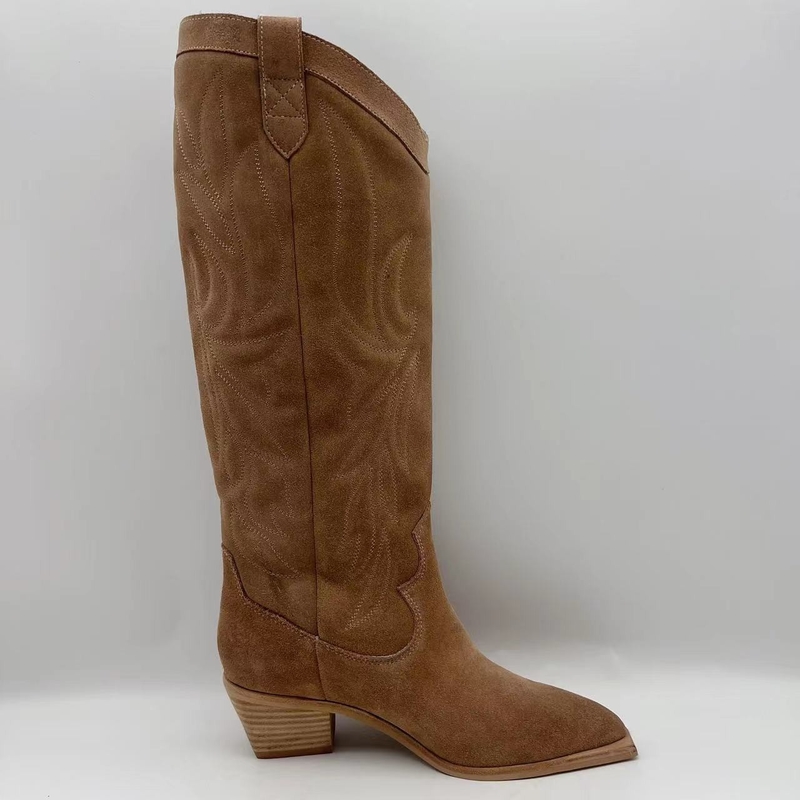 De de Kledingslaarzen van bruine zachte echte het leervrouwen van het koesuède, TPR outsole met abs hielen